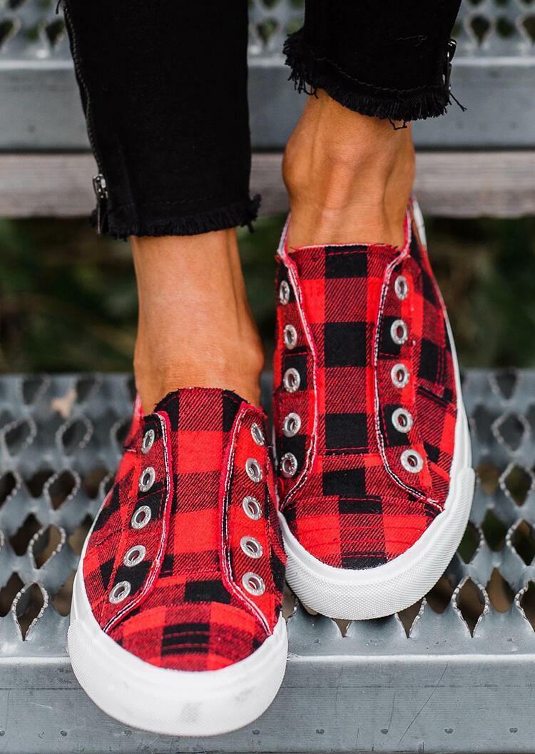 2021 New Arrival Plaid Slip-On Round Toe Flat Sneakers (70% OFF - ONLY Today)