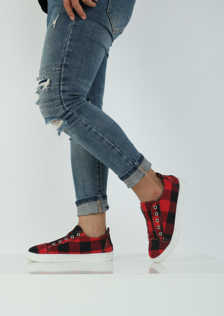 2021 New Arrival Plaid Slip-On Round Toe Flat Sneakers (70% OFF - ONLY Today)