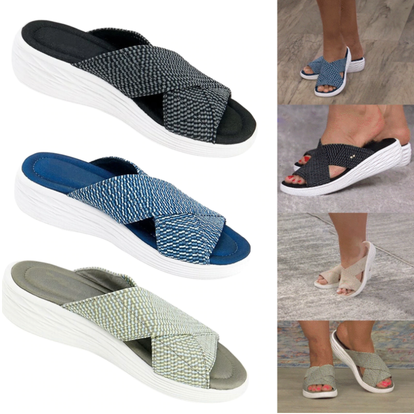 Women Stretch Cross Orthotic Slide Sandals [Limited time offer: Buy 2 Save More 15%]