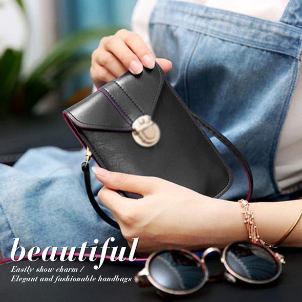 Touch screen waterproof online leather crossbody phone bag